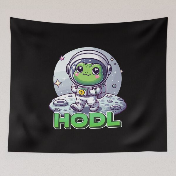 Item preview, a cute frog astronaut walking on the moon designed and sold by CryptoFunMerch.
