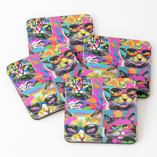 Item preview, Pop Art Cats- Tribute to Warhol Pop culture art Clipart Drawing of Colorful kittens designed and sold by Wolvescreate.