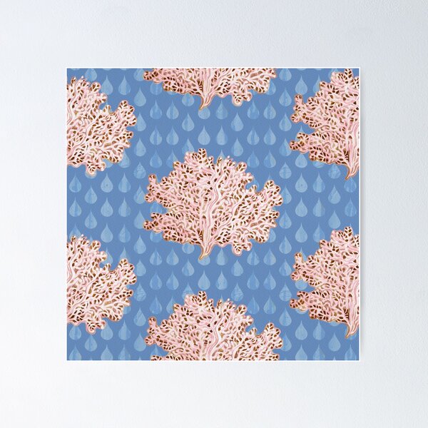 Sea Fan Coral Blue Pattern Poster