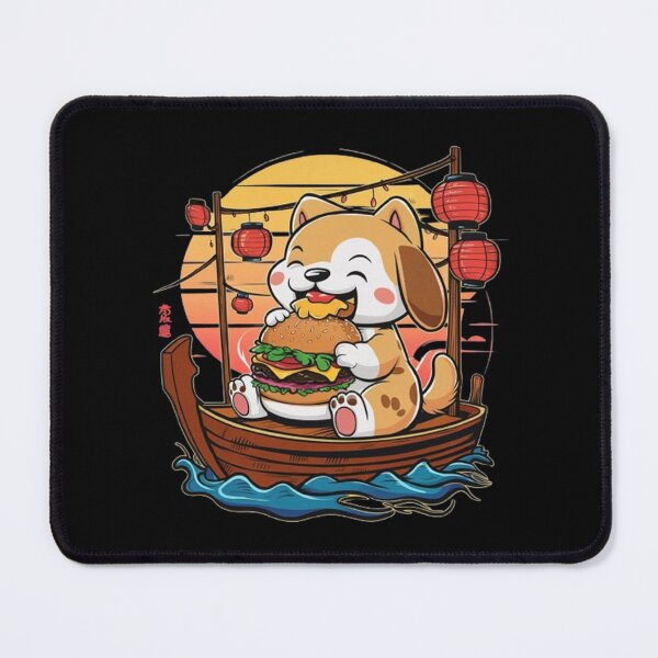 Item preview, funny pet eating burger on boat designed and sold by Loviness.