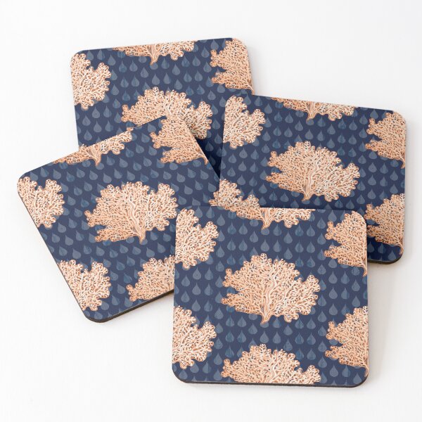 Item preview, Navy Blue and Peach Sea Fan Pattern designed and sold by JessicaWCooper.