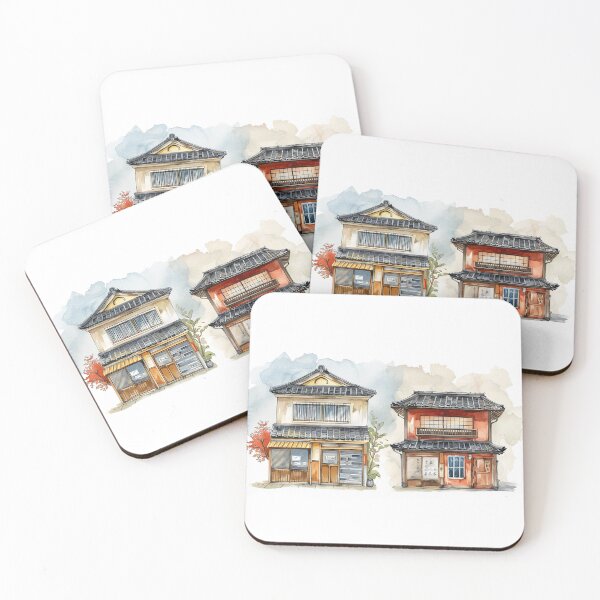 Item preview, Two Old Watercolour Tokyo Shops Painted designed and sold by fluidwatercolor.