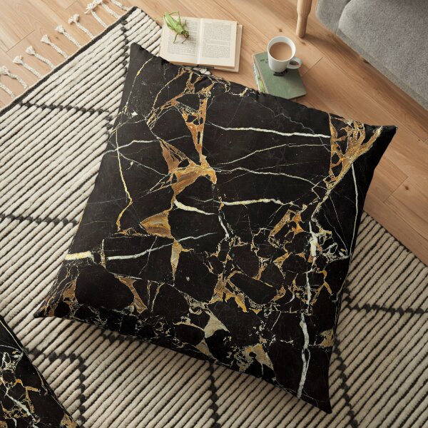 Marbre noir et or - Cool Glamour Design élégant Coussin de sol