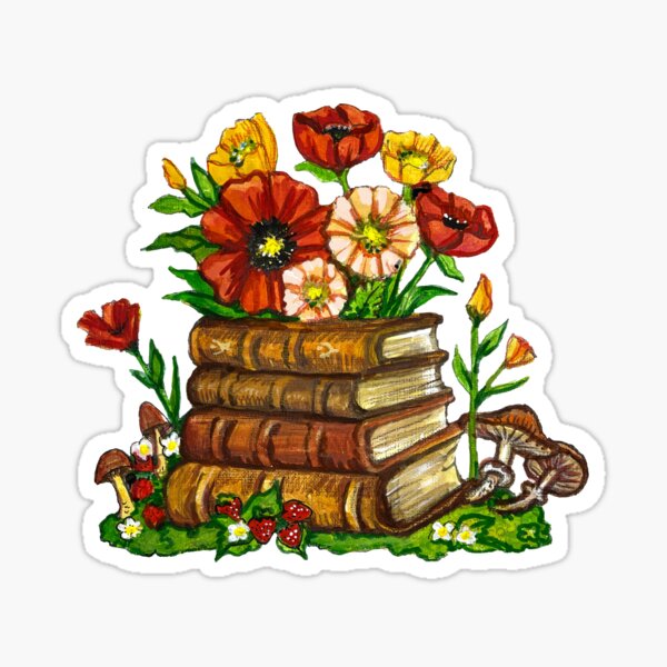 Book Lover Floral Art Sticker