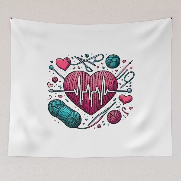 Item preview, Knitting Heartbeat Sewing Lovers Crochet Needlework designed and sold by Stick-Artistry.