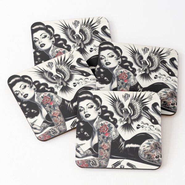 Item preview, Hot Tattooed Girl designed and sold by PulpVintage.