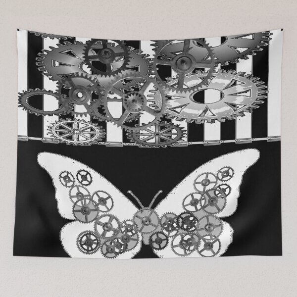 Item preview,  BLACK & WHITE CLOCKWORK BUTTERFLY ABSTRACT  designed and sold by sharlesart.