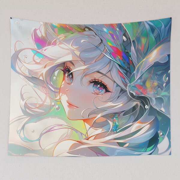 Item preview, Whimsical Iridescent Spectrum Anime Girl designed and sold by bubblegoth.