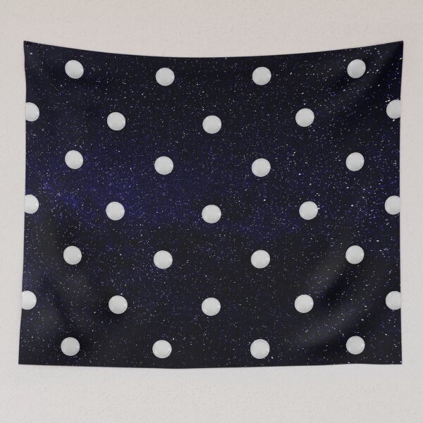 Item preview, White Polka Dots on a Dark Blue Galaxy Background designed and sold by WhiteSoftPetals.