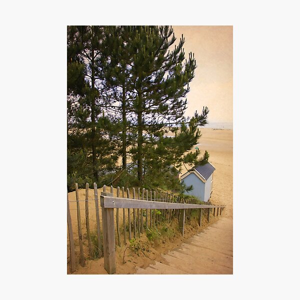 Item preview, Single blue beach hut at Wells Norfolk UK  designed and sold by MyriadLifePhoto.