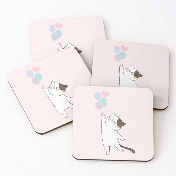 Item preview, Playful cat flies holding colorful balloons designed and sold by mando24895.