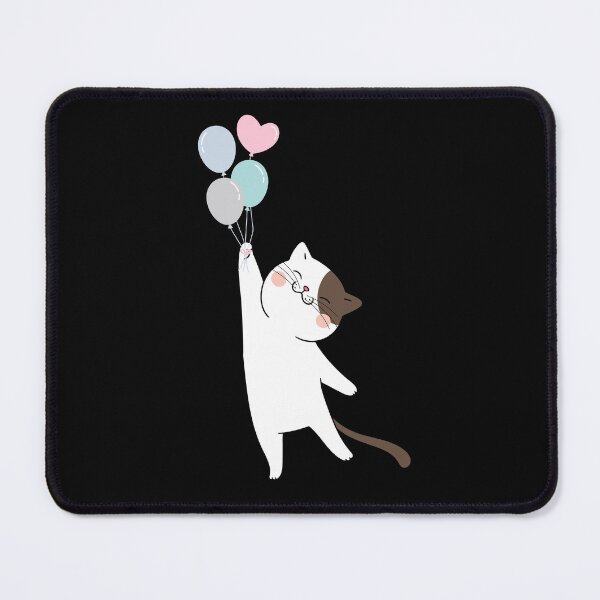 Item preview, Playful cat flies holding colorful balloons designed and sold by mando24895.