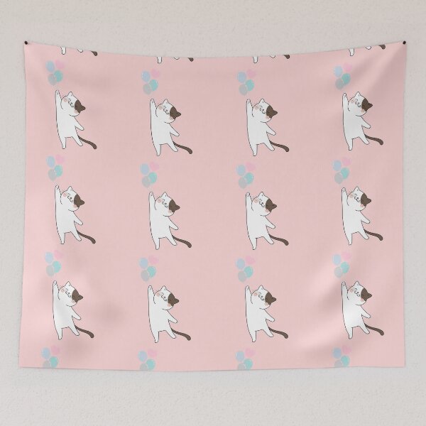 Item preview, Playful cat flies holding colorful balloons designed and sold by mando24895.