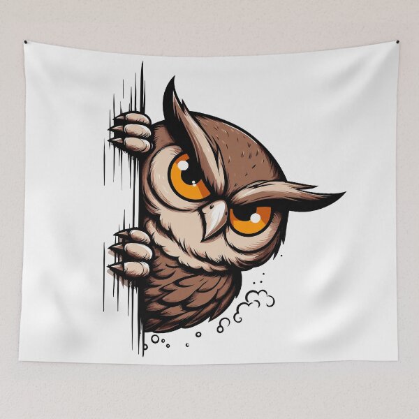 Item preview, Peek Night Owl - Whimsical Cartoon Art designed and sold by Designowner.