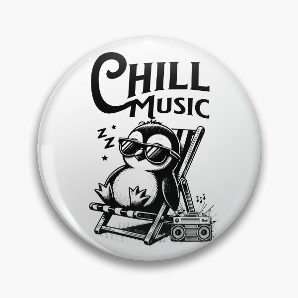 Item preview, CHILL OUT MUSIC  - Chillax Penguin (black)  designed and sold by Discothreadz.