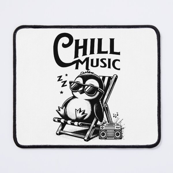 Item preview, CHILL OUT MUSIC - Chillax Penguin (black) designed and sold by Discothreadz.
