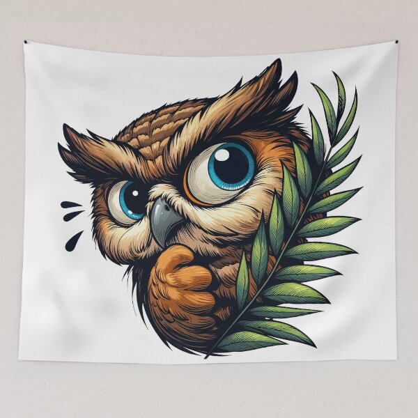 Item preview, Peek Owl - Whimsical Cartoon Art designed and sold by Designowner.