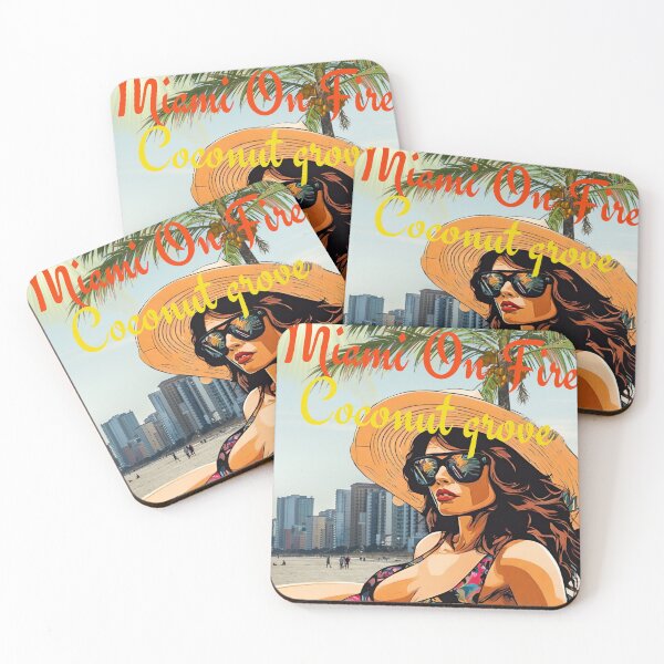 Item preview, Miami On Fire Coconut Grove Poster art, Pop art retro pop culture clipart drawing designed and sold by Wolvescreate.