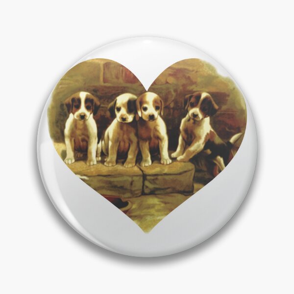 Item preview, Four Puppies in Vintage Heart Cutout designed and sold by TerScott.