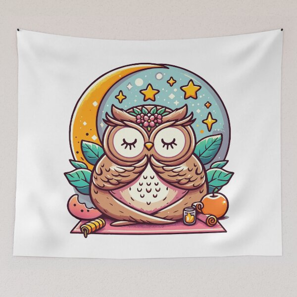 Item preview, Owl Yoga Whimsical Wildlife Art designed and sold by Designowner.