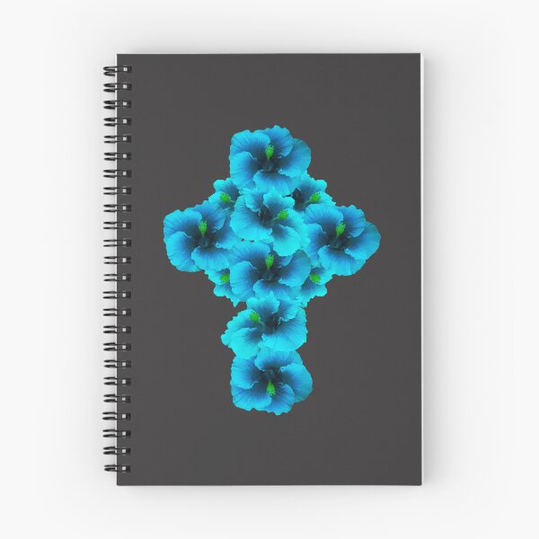 Item preview, Geometric Floral Crucifix Gothic Intense Aqua Hibiscus designed and sold by somersbyman.