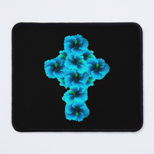 Item preview, Geometric Floral Crucifix Gothic Intense Aqua Hibiscus designed and sold by somersbyman.