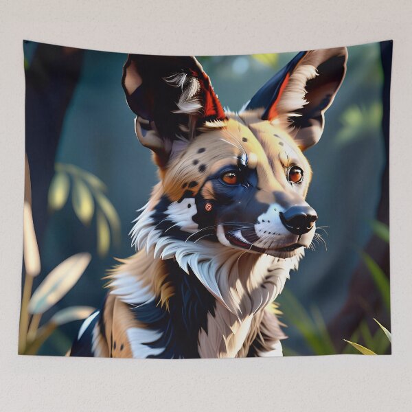 Item preview, Cute African Wild Dog In The Jungle designed and sold by TheArtOfPat.