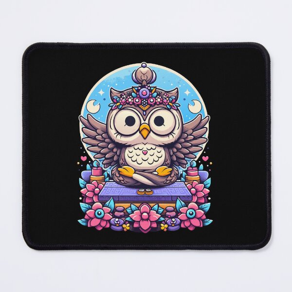 Item preview, Mystical Owl and Enchanted Flowers - Whimsical Nighttime Art designed and sold by Designowner.