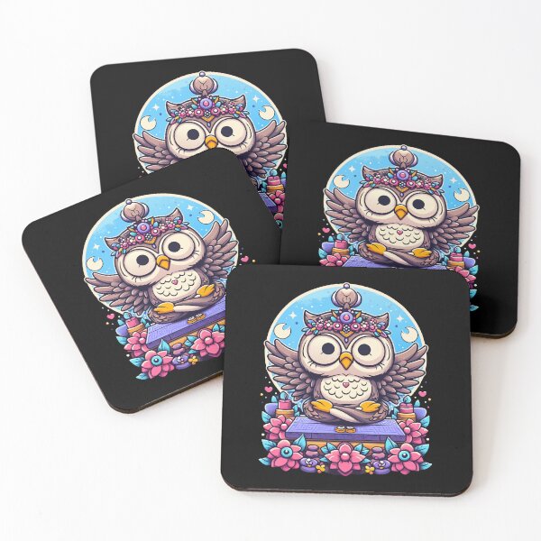 Item preview, Mystical Owl and Enchanted Flowers - Whimsical Nighttime Art designed and sold by Designowner.