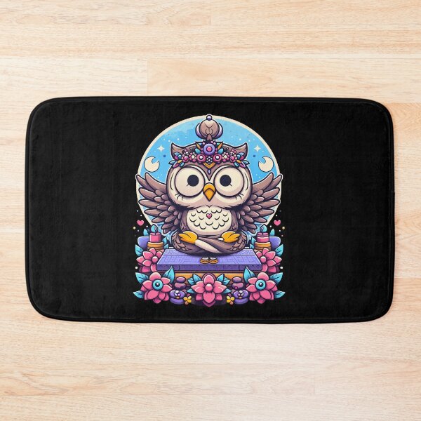 Item preview, Mystical Owl and Enchanted Flowers - Whimsical Nighttime Art designed and sold by Designowner.