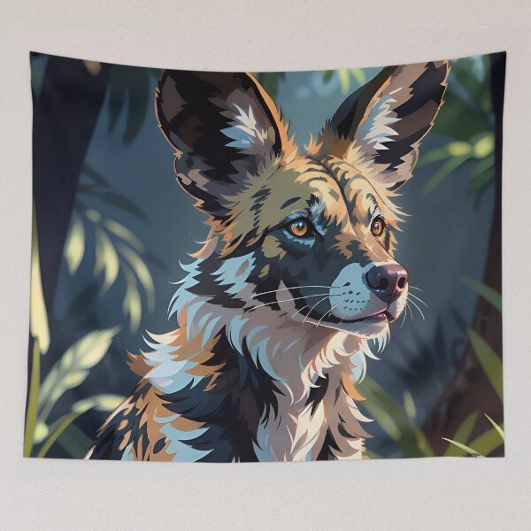 Item preview, Cute African Wild Dog In The Jungle designed and sold by TheArtOfPat.