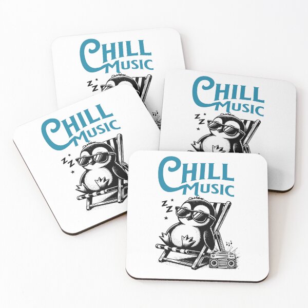Item preview, CHILL OUT MUSIC  - Chillax Penguin (blue/black)  designed and sold by Discothreadz.