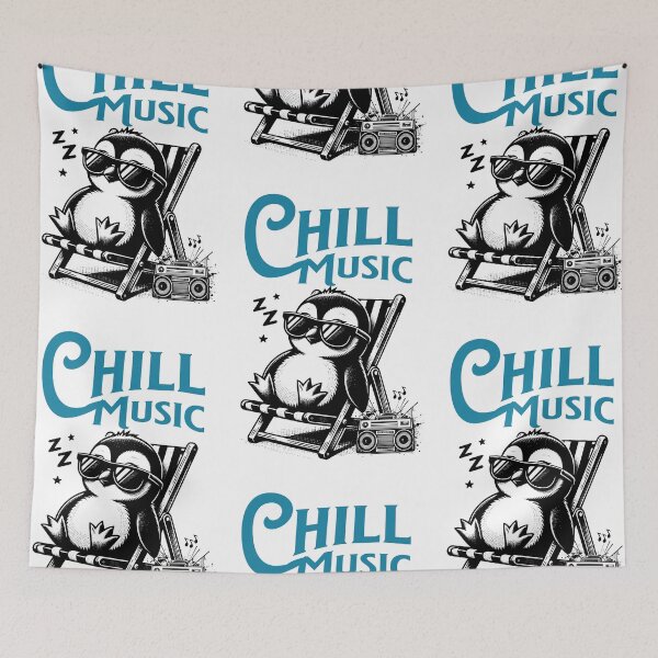 Item preview, CHILL OUT MUSIC  - Chillax Penguin (blue/black)  designed and sold by Discothreadz.