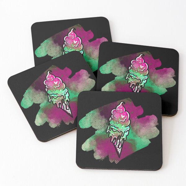 Item preview, Angsty Ice Cream Cone - Grungy Pink and Green designed and sold by RedFawnDesigns.
