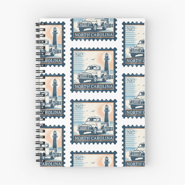 Item preview, North Carolina Lighthouse with Pickup Truck Vintage Stamp designed and sold by Automotive Art by Greg.