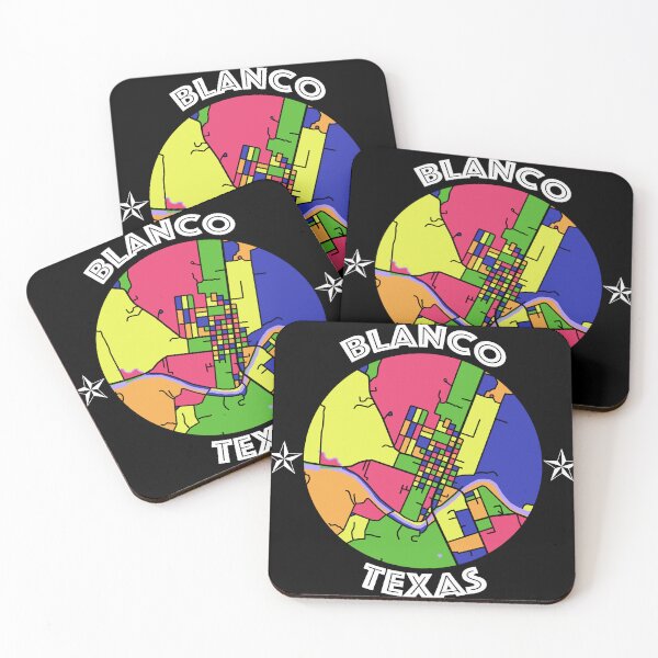 Aperçu de l'œuvre Carte colorée de Blanco, Texas créée et vendue par John Mashburn.