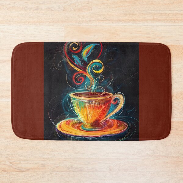 Item preview, Radiant Brew- Vibrant Swirls of Color Rise from Steaming Coffee Cup AI Generated designed and sold by OlfactoART Studio.