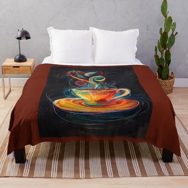 Item preview, Radiant Brew- Vibrant Swirls of Color Rise from Steaming Coffee Cup AI Generated designed and sold by OlfactoART Studio.