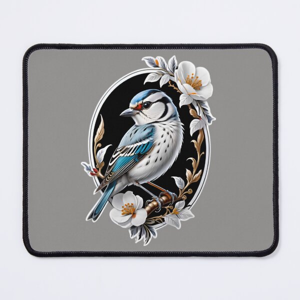 Item preview, Small Blue White Bird Flower Portrait designed and sold by TheArtOfPat.