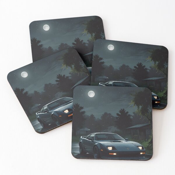 Item preview, Coche deportivo vintage de 1990 en una noche nostálgica. designed and sold by Malshiyuki.