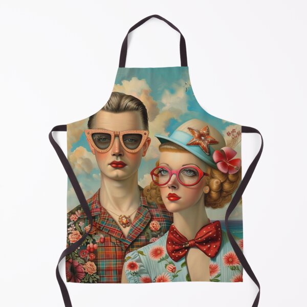 Aperçu de l'œuvre Couple kitsch en mode rétro créée et vendue par ArtemisDesignAI.