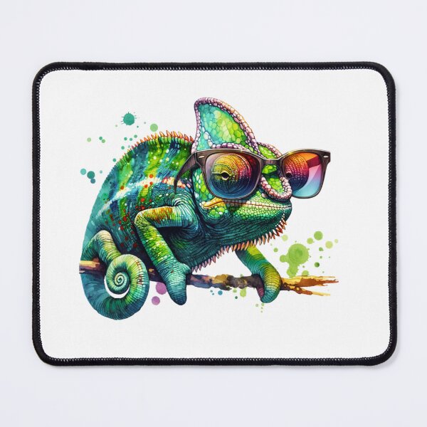 Item preview, Watercolor Veiled Chameleon Wearing Sunglasses designed and sold by TheAnimalZ00.