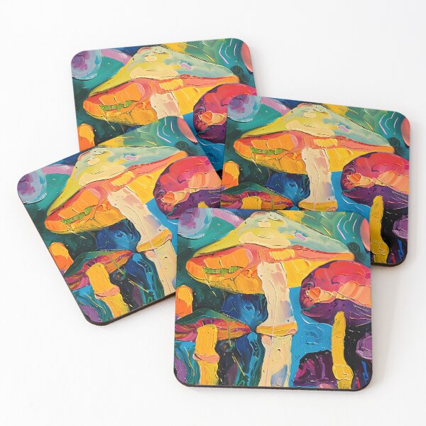 Item preview, Dynamic Mushroom Cluster- Vibrant Strokes and Swirling Background Contrasting Hues and Fluid Lines designed and sold by OlfactoART Studio.