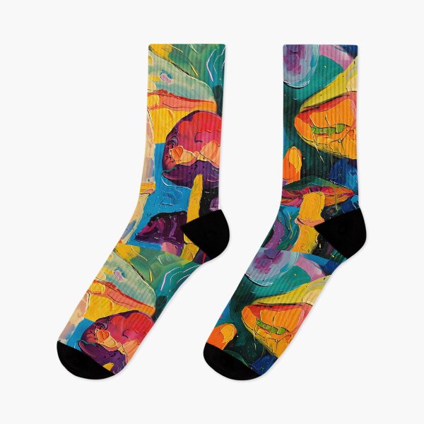 Item preview, Dynamic Mushroom Cluster- Vibrant Strokes and Swirling Background Contrasting Hues and Fluid Lines designed and sold by OlfactoART Studio.