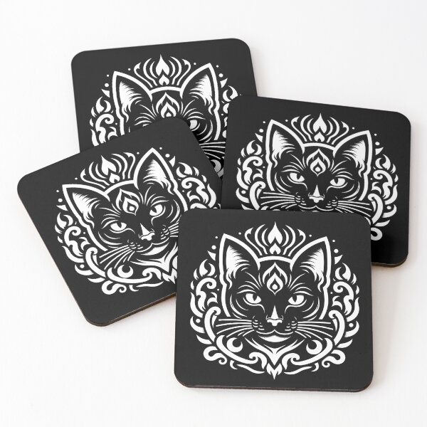 Item preview, Cat line drawing - white/black (6) designed and sold by fatimah-SL.