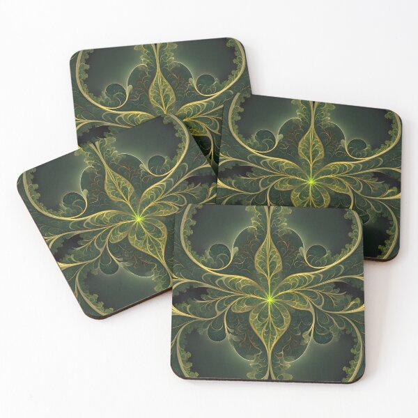 Item preview, Abstract Fractal: Green and Gold Symmetric Delight designed and sold by MrKATORSKI.