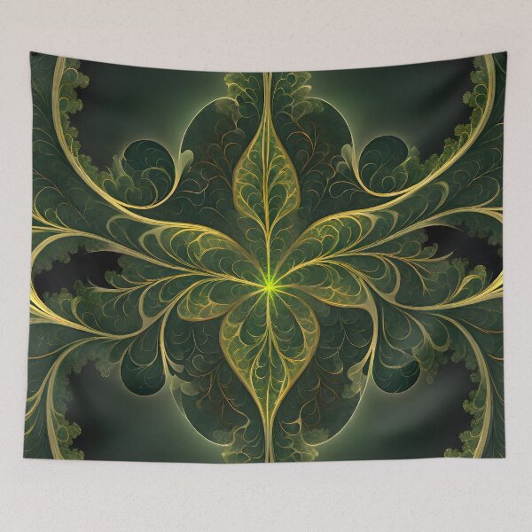 Item preview, Abstract Fractal: Green and Gold Symmetric Delight designed and sold by MrKATORSKI.