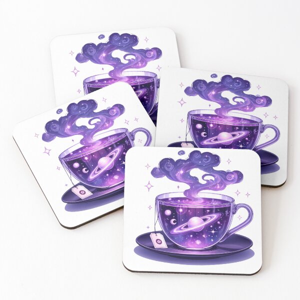 Item preview, Purple tea cup filled with twinkling stars, rotating nebulae and orbiting planets designed and sold by perfect-radius.