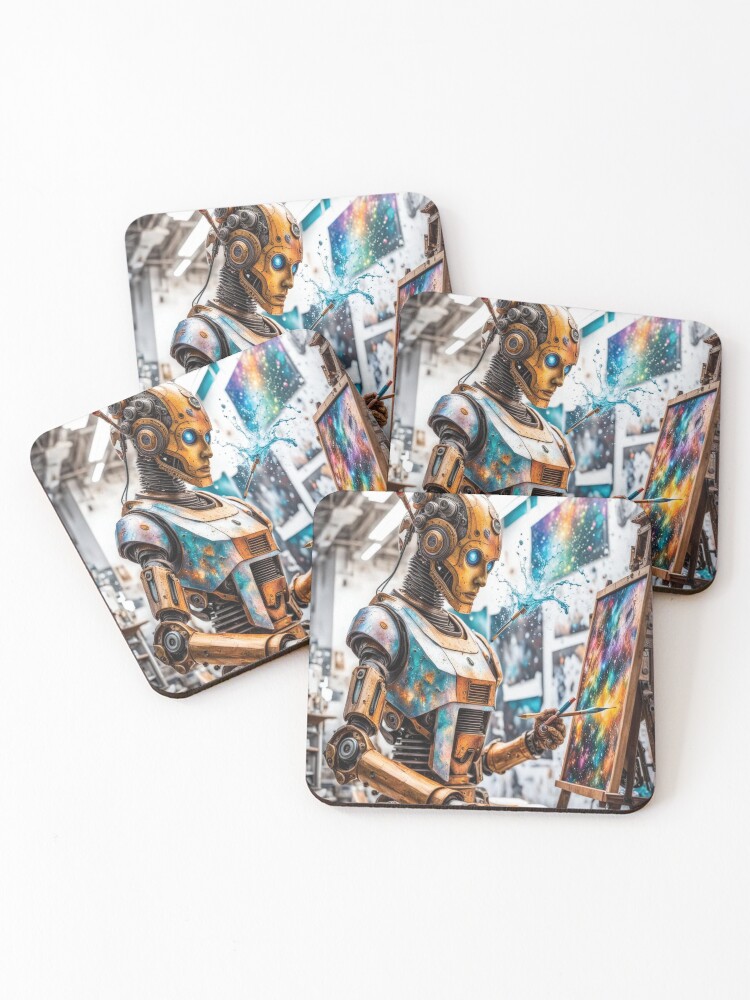 Thumbnail 1 of 5, Coasters (Set of 4), Cosmic Creativity Android Canvas designed and sold by IncekObesh.
