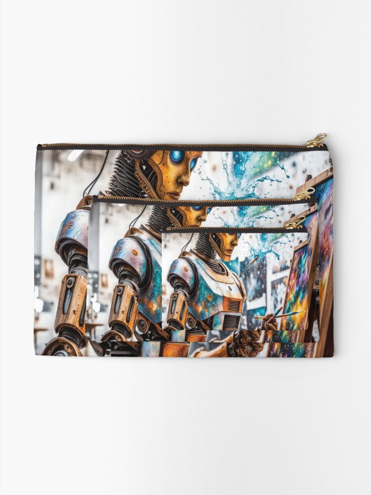 Thumbnail 2 of 4, Zipper Pouch, Cosmic Creativity Android Canvas designed and sold by IncekObesh.